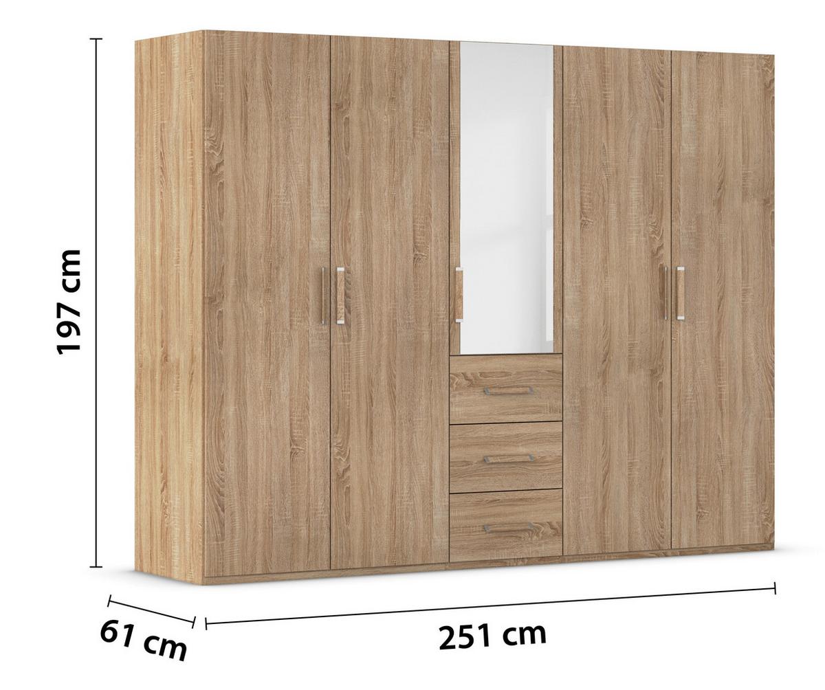 Omara S Klasičnimi Vrati Evelyn, Barva Hrasta - hrast sonoma, Design, umetna masa/steklo (251/197/60cm) - Novel