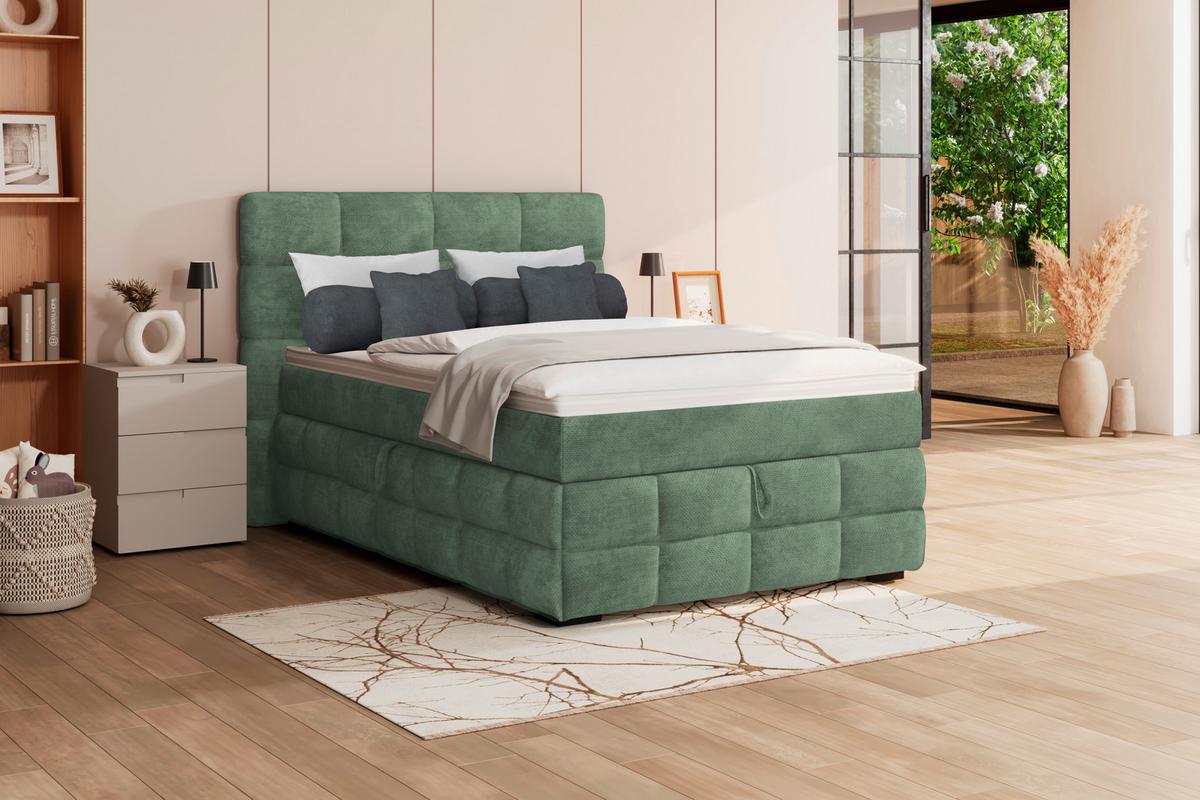 Box Krevet Vega - zelena/boje mente, Trend, tekstil/drvo (140/200cm) - Modern Living