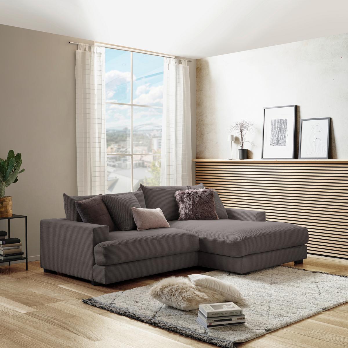 Kutna Garnitura Pelle - siva/crna, Moderno, tekstil (265/180cm) - Modern Living