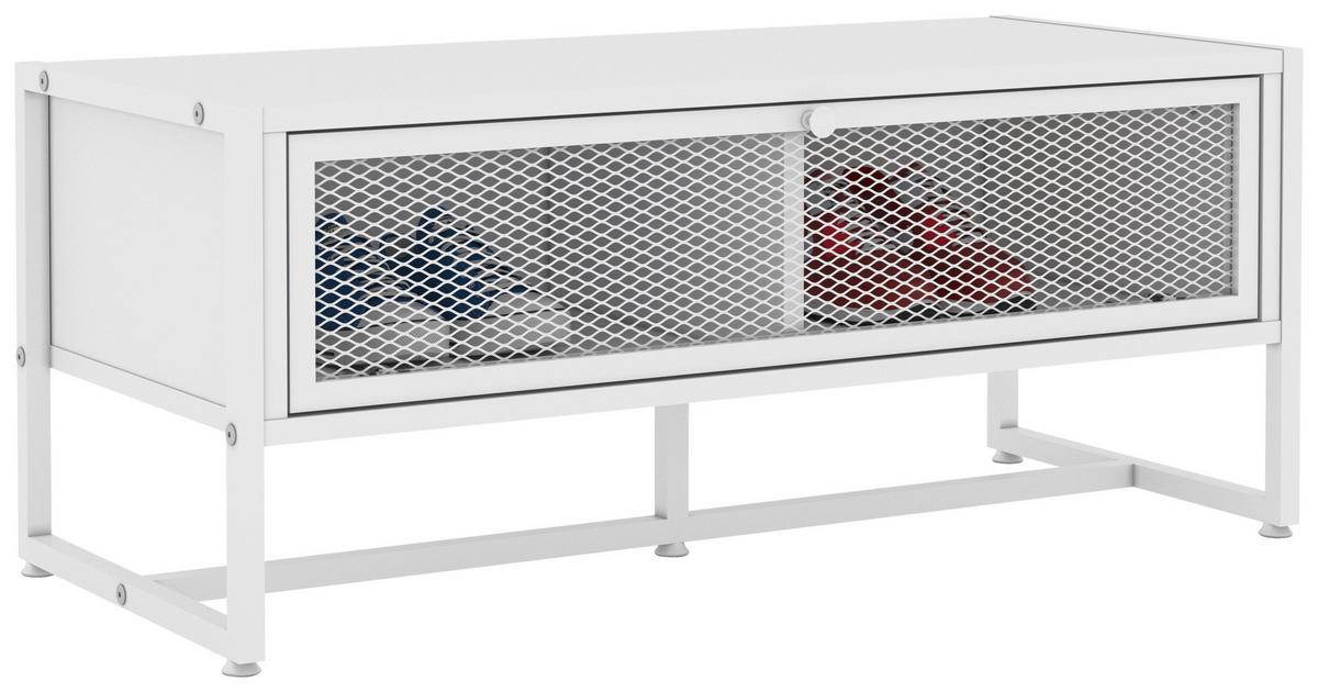 ŁAWKA Z PÓŁKĄ NA BUTY MELA - biały, Modern, metal/drewno (95/40/41cm) - P & B