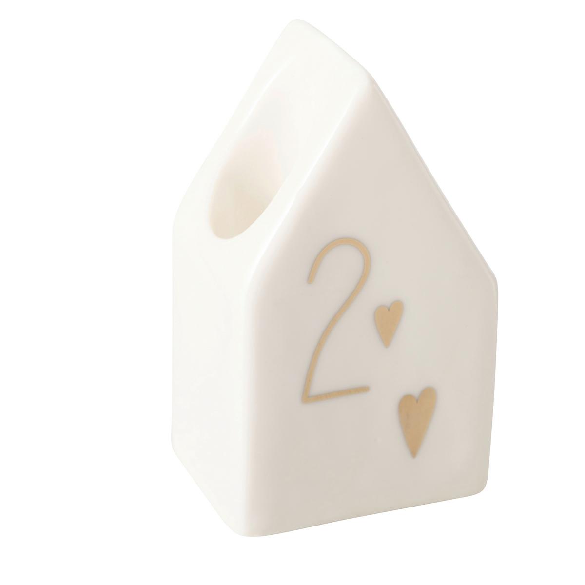 Kerzenhalter-Set Honta I Weiß/Goldfarben 4-teilig - Goldfarben/Weiß, KONVENTIONELL, Keramik (5,5/4,2/9,4cm) - Modern Living