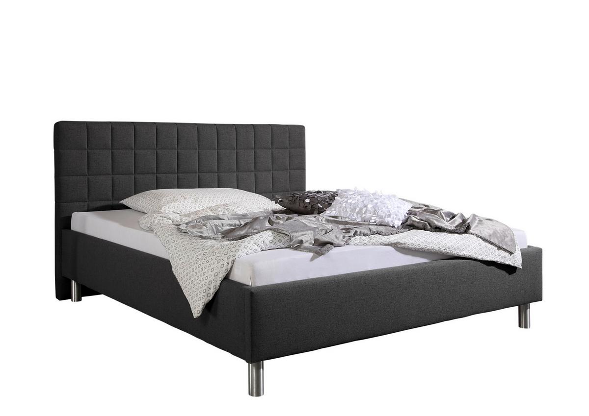 Polsterbett Ray Anthrazit Webstoff ca. 160x200 cm - Anthrazit/Alufarben, MODERN, Textil/Metall (160/200cm) - Livetastic