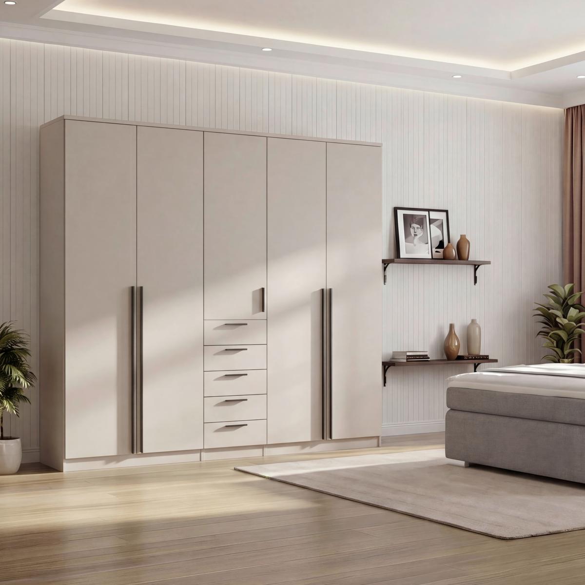 Ormar S Klasičnim Vratima Arnis - kašmir/crna, Konvencionalno, drvni materijal/plastika (225/210/52cm) - Modern Living