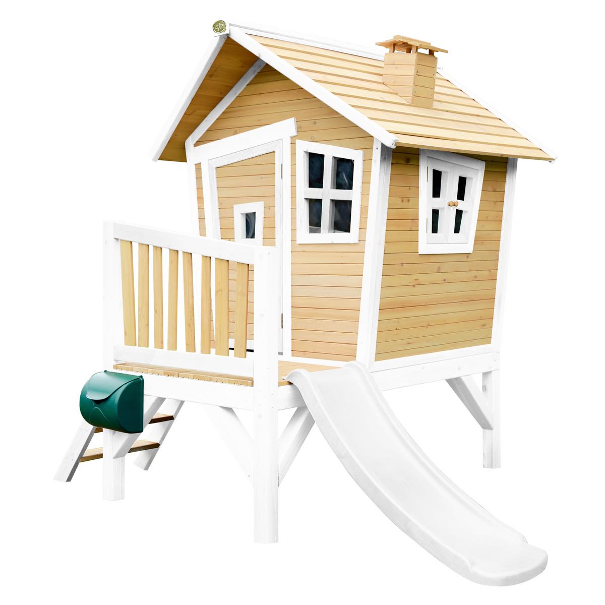 Spielhaus Robin aus Zedernholz - Weiß/Braun, Basics, Holz/Kunststoff (264/203/177cm) - Ambia Garden