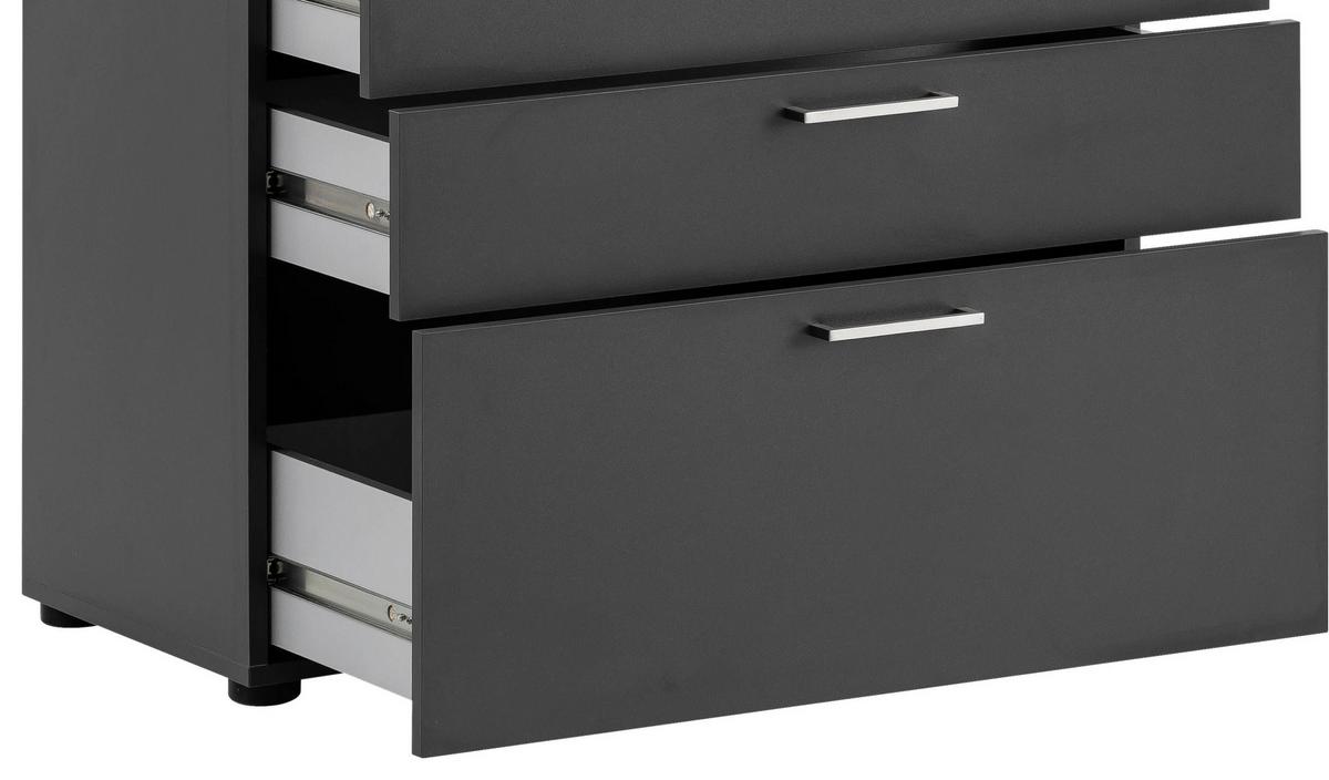 Kommode "Serie 1500" , anthrazit - Anthrazit/Silberfarben, KONVENTIONELL, Holzwerkstoff/Kunststoff (80,2/84,2/41cm) - MID.YOU
