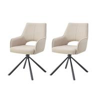 ARMLEHNSTUHL-SET JANA - Creme/Schwarz, Modern, Textil/Metall (57/91/64cm) - MID.YOU