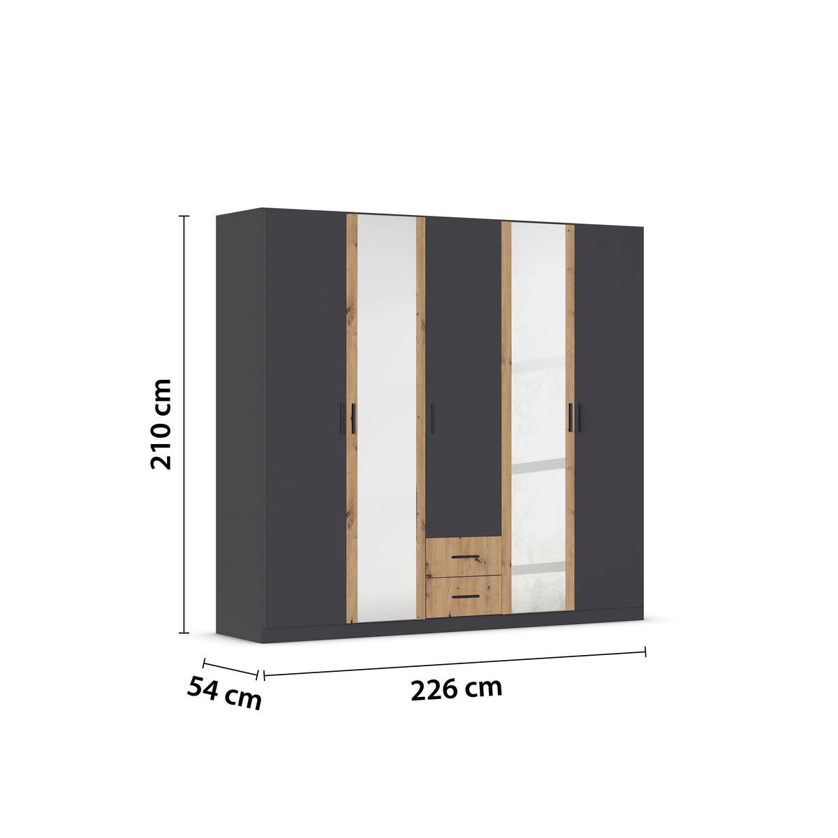 DULAP USI ROTATIVE DESPINA - stejar Artisan/gri, Konventionell, material pe bază de lemn (226/210/54cm)