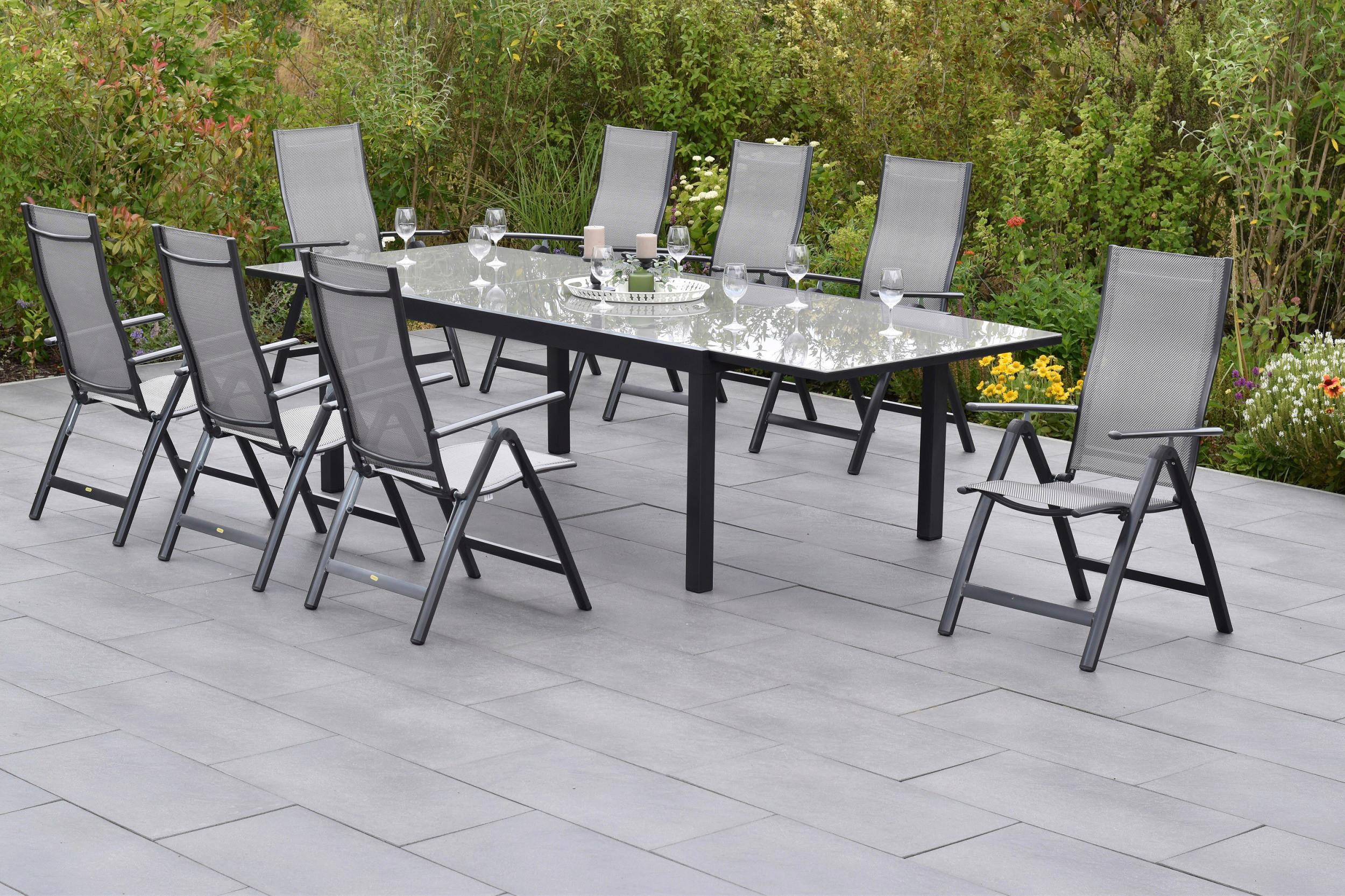 Vrtni Set Carrara, 9-Delni, Aluminij - srebrne barve/rjava, Moderno, kovina/tekstil - Gardenson