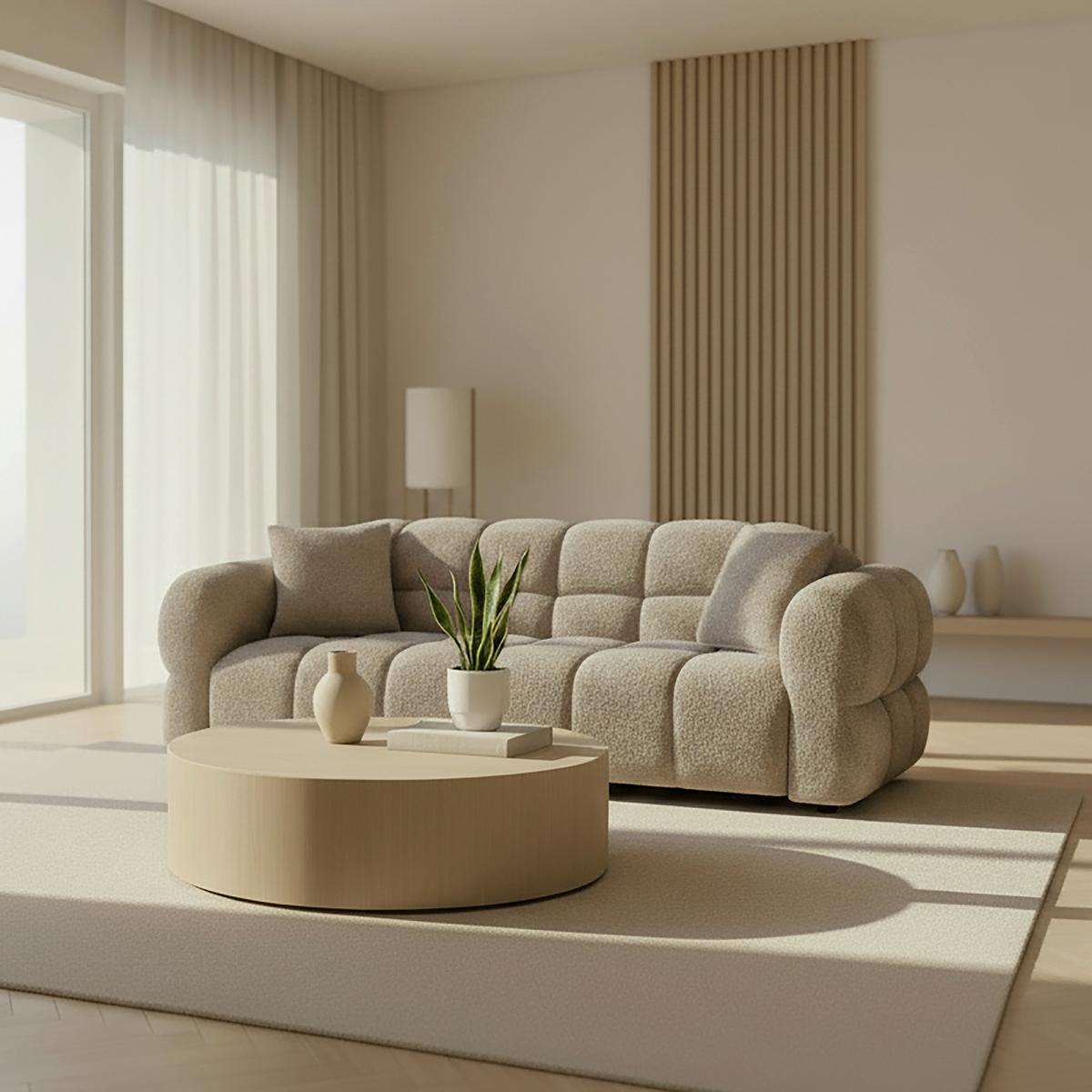 CANAPEA MARIE - maro/culoare natur, Modern, lemn/textil (232/77/90cm) - Bessagi Home