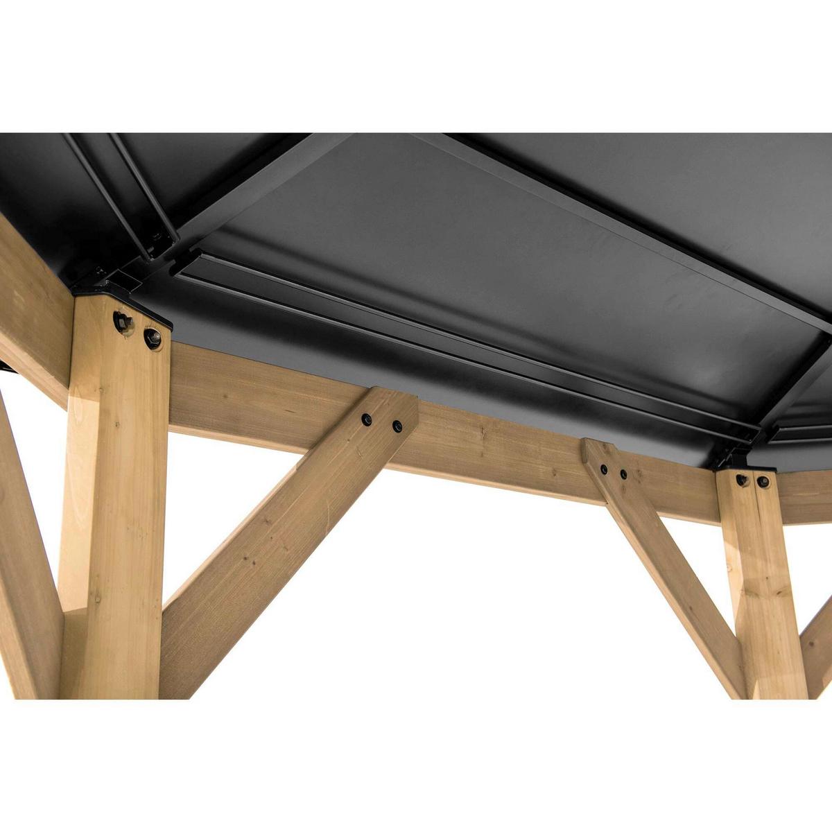 Pavillon Gazebo Eggi Anthrazit Echtholz - Anthrazit, Basics, Kunststoff/Metall (396/318/396cm)