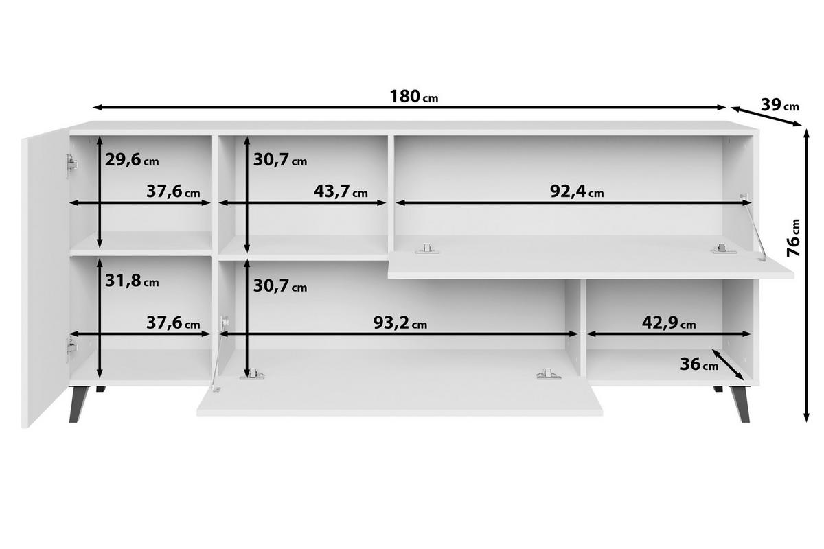 Comodă cu uși PHUKET - negru, Design, material pe bază de lemn (180/76/39cm) - P & B