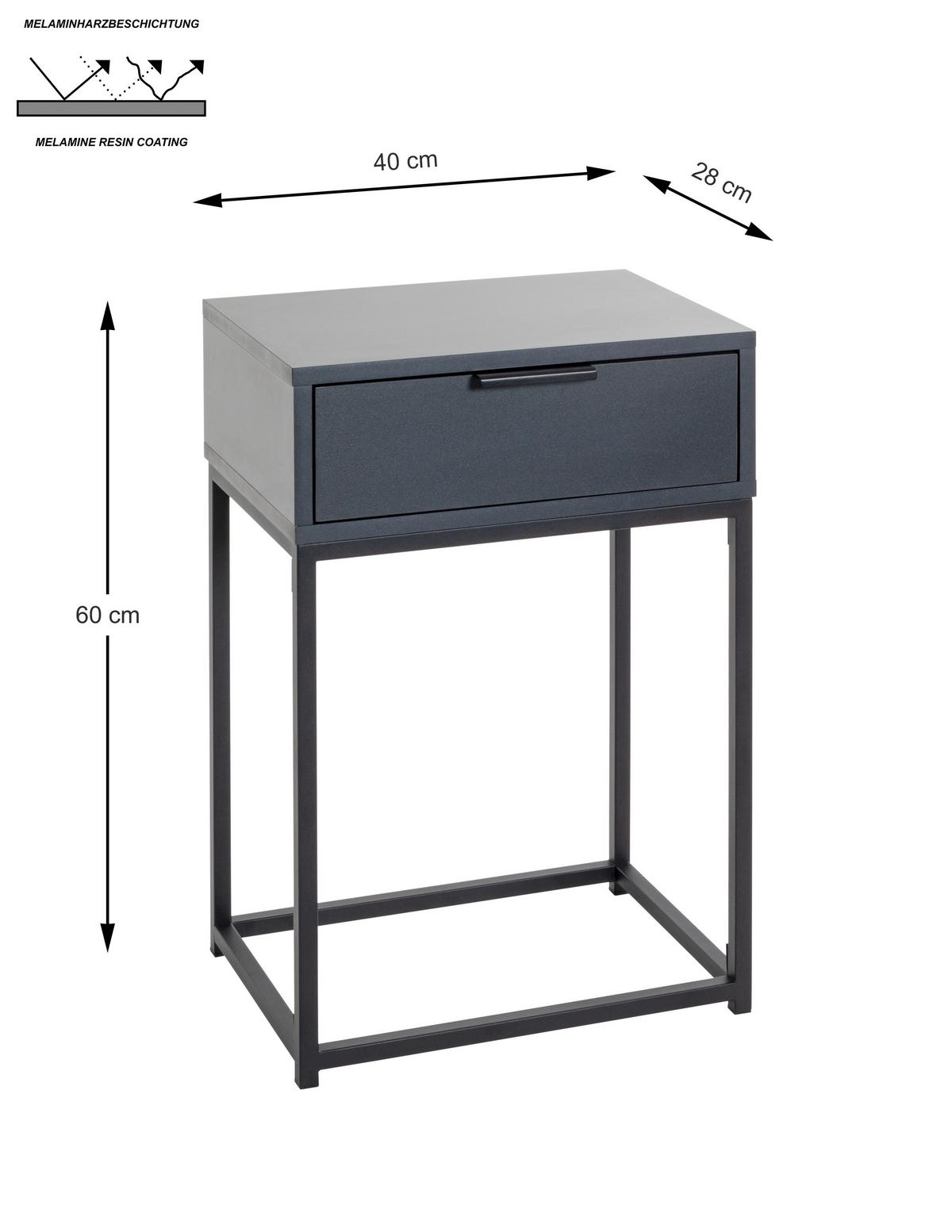 NOPTIERA ILVA - antracit/negru, Konventionell, metal/material pe bază de lemn (40/60/28cm) - Mömax