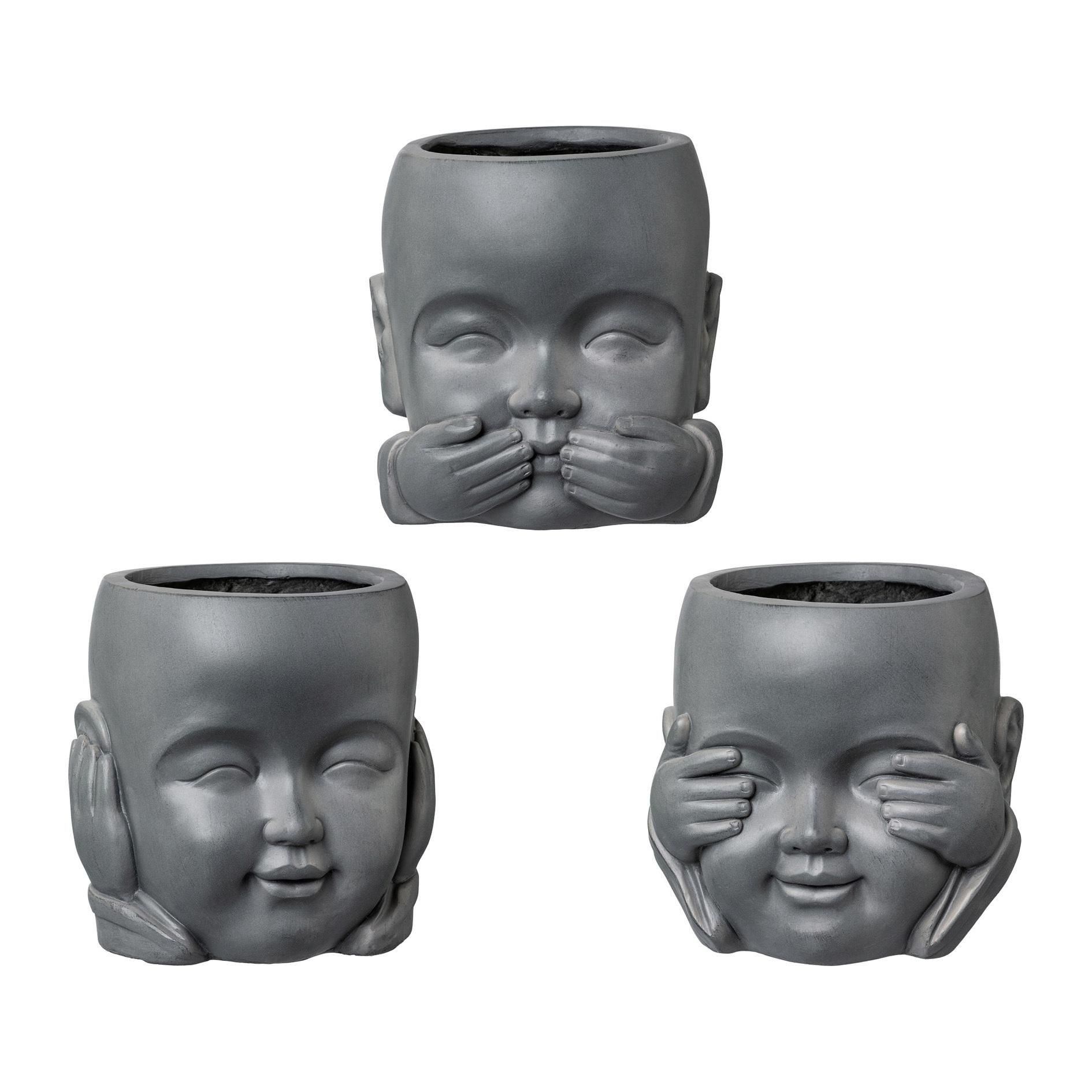Übertopf-Set Little Buddhas, 3-teilig - Anthrazit, Basics (24cm) - MID.YOU