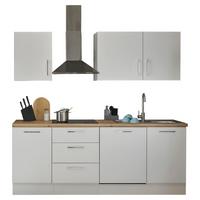 Küchenblock TURIN 220cm weiß/Artisan ohne Geräte - Chromfarben/Schwarz, MODERN, Holzwerkstoff/Metall (220cm)