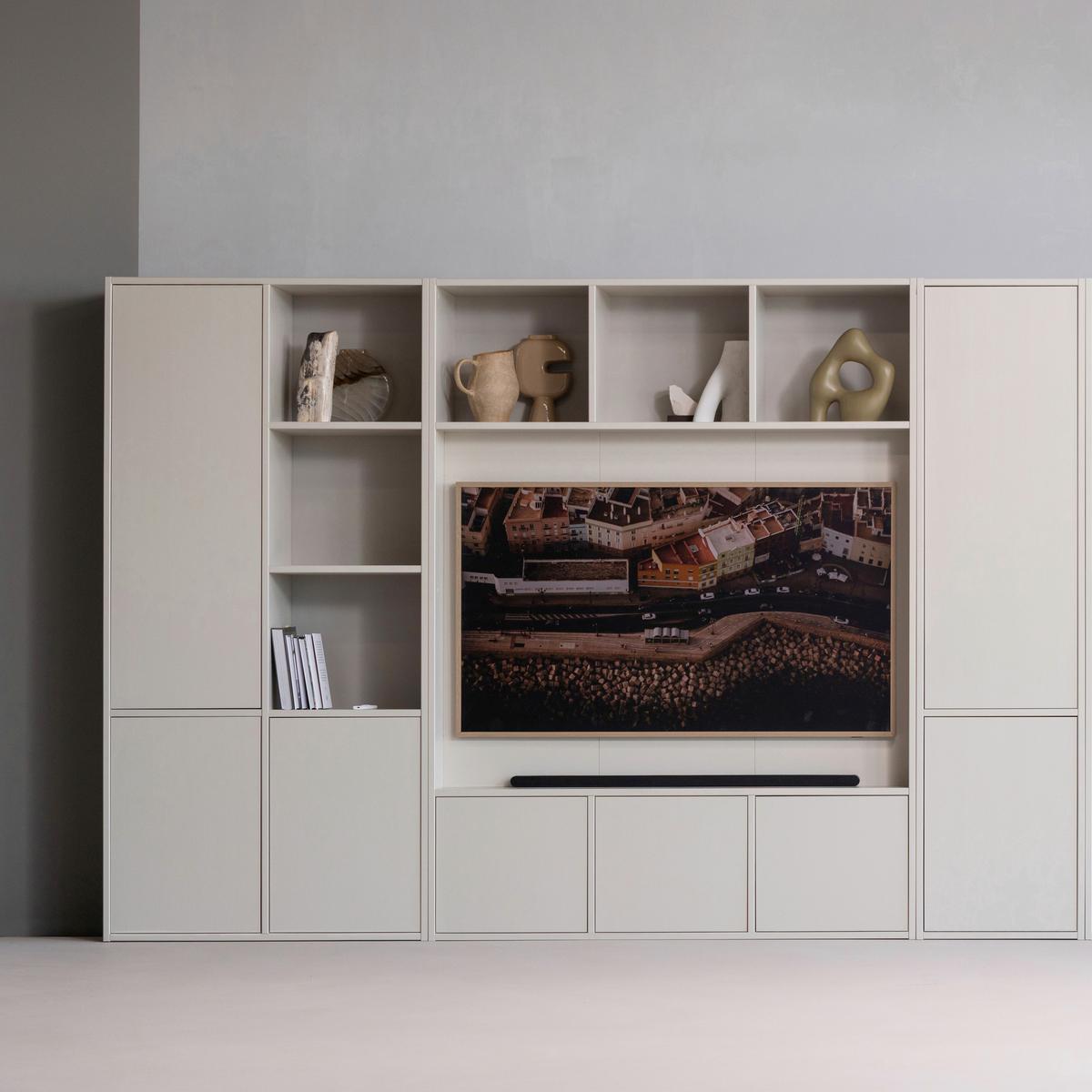 Mehrzweckschrank Meggy Grau B: 108 cm - Grau, Design, Holz (108/215/40cm) - Livetastic