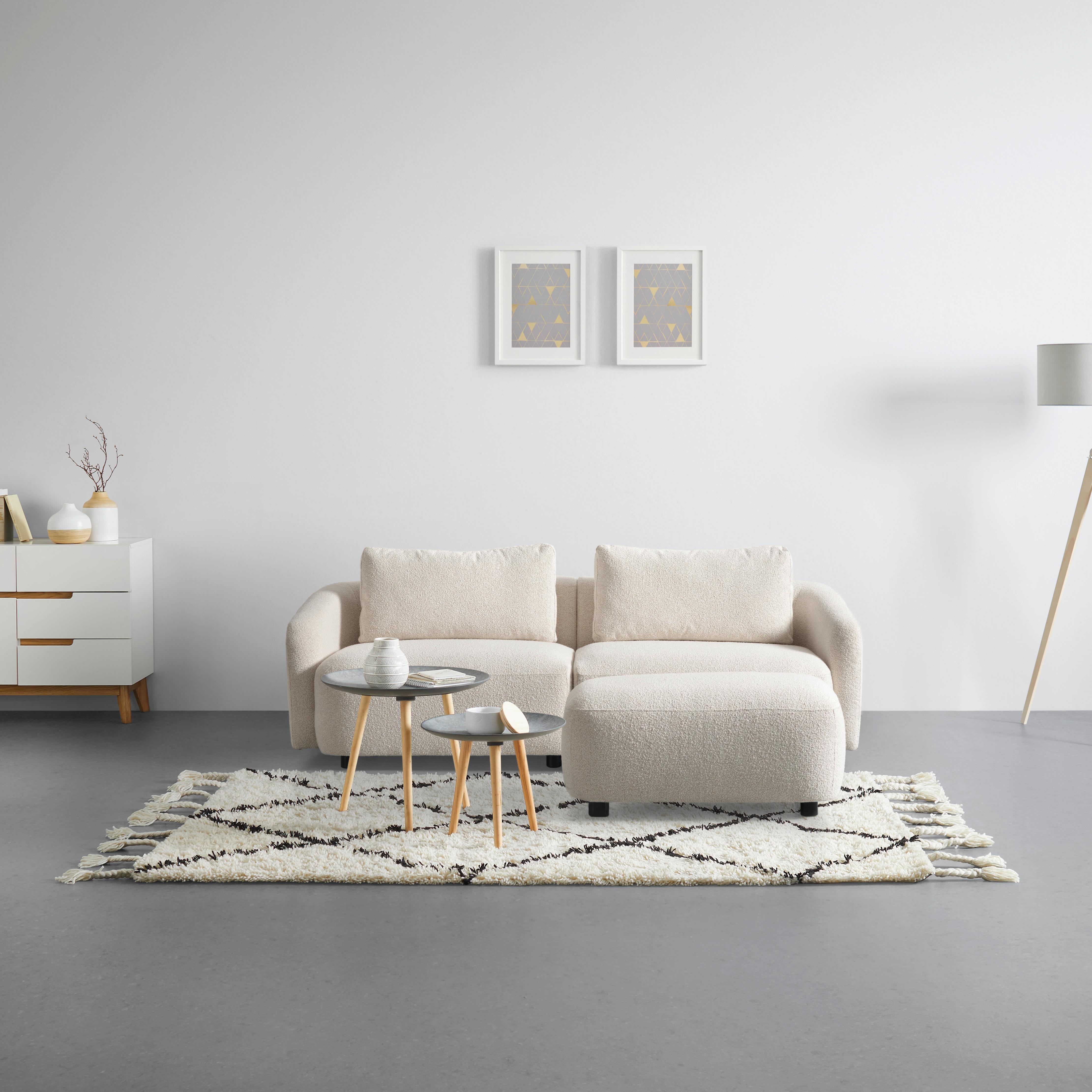 Sedežna Garnitura Tiva - črna/krem barve, Moderno, tekstil/leseni material (220/70/95cm) - Mömax