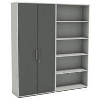 AKTENSCHRANK OFFICE EDITION - SW SET 1 HOCH - Anthrazit/Hellgrau, MODERN, Holzwerkstoff (168,8/185,6/33cm) - MID.YOU