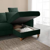 Ugaona Garnitura Lille - zelena/svetlobraon, Moderno, tekstil/drvo (232/156cm) - Best Price