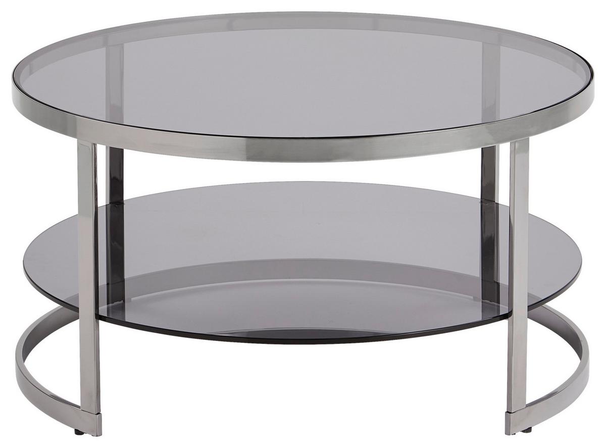 STOLIK KAWOWY KASSANDRA - szary/kolor chromowy, Design, metal/szkło (80/80/42cm) - Carryhome