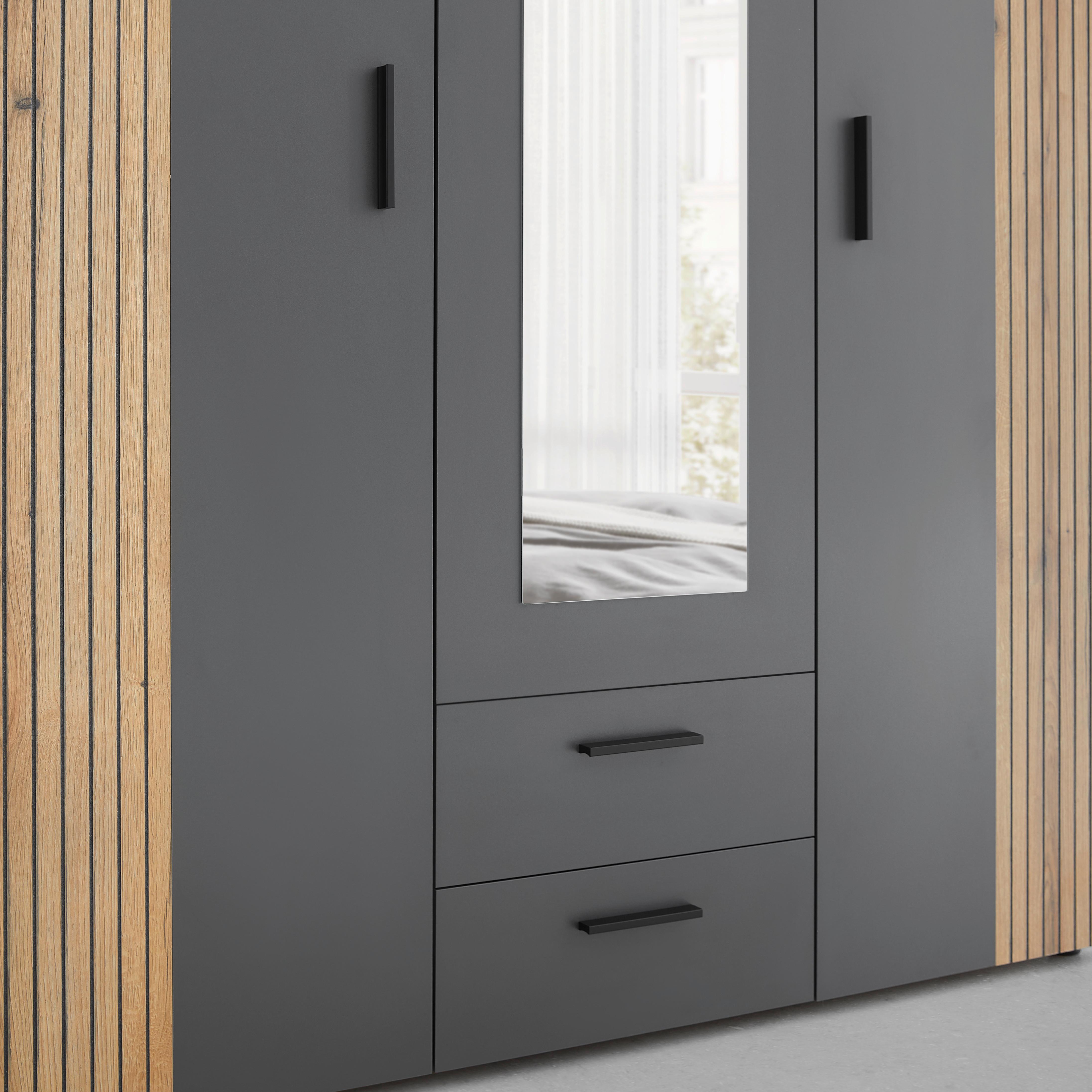 GARDEROB CADIX -EXKLUSIV- - svart/antracit, Klassisk, trämaterial/plast (150/200/55cm) - Mömax