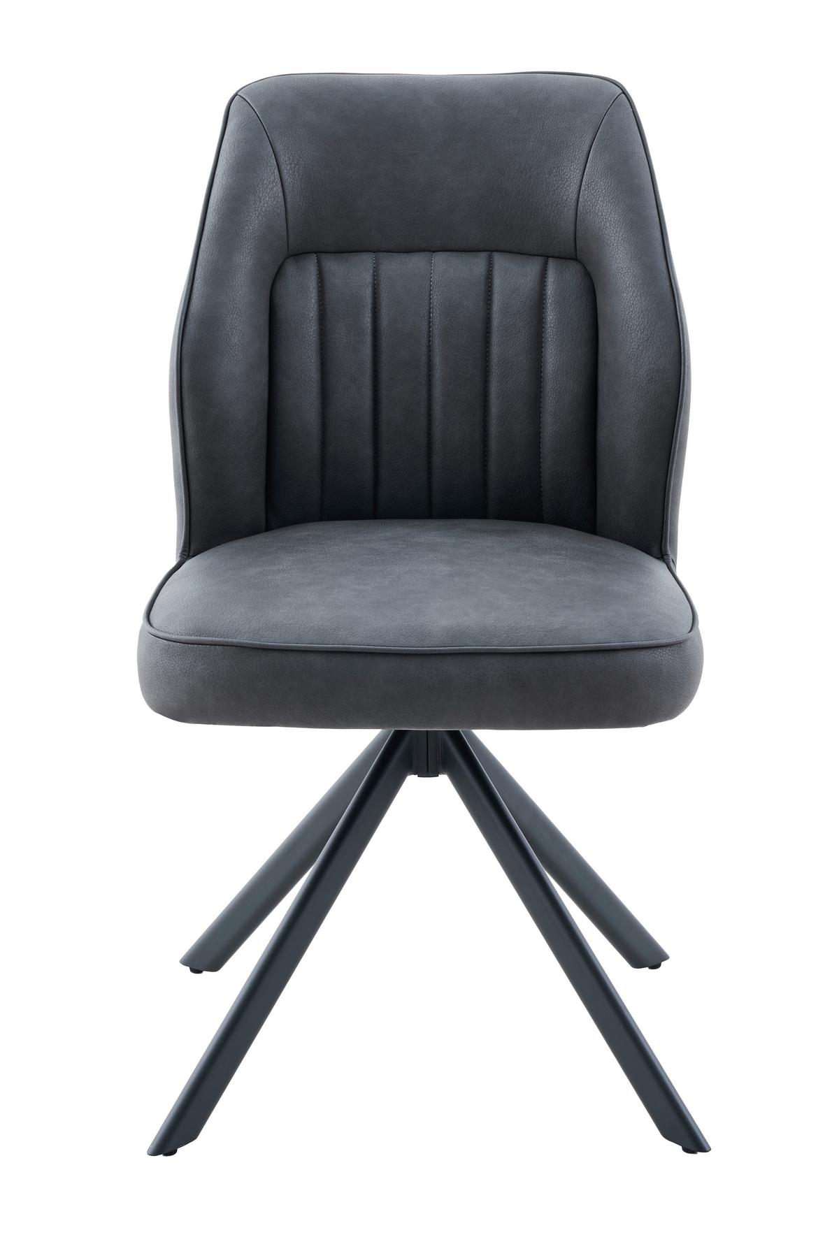 STUHL-SET PRIZZI S 2ER-SET - Anthrazit/Schwarz, MODERN, Textil/Metall (51/92/65cm) - MID.YOU