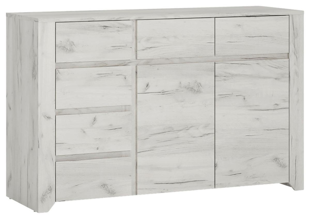 Komoda Angel - boje hrasta/crna, Moderno, drvni materijal/plastika (118,7/76,5/40,2cm)