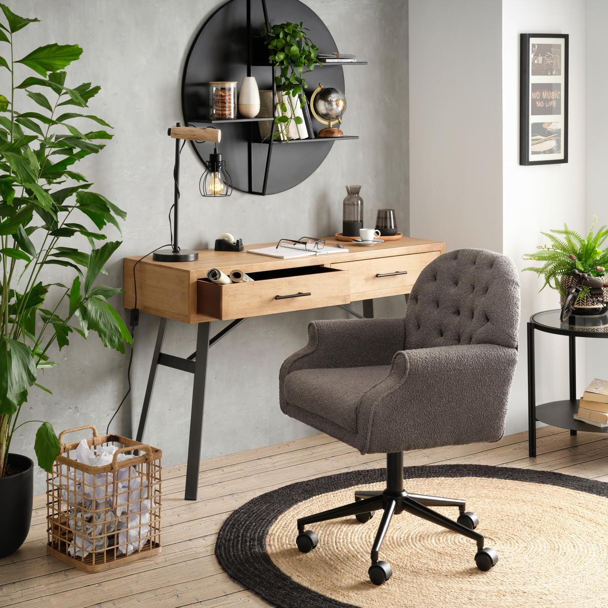 Drehstuhl in Grau - Schwarz/Grau, Romantik / Landhaus, Holz/Kunststoff (65/89-99/63cm) - Zandiara