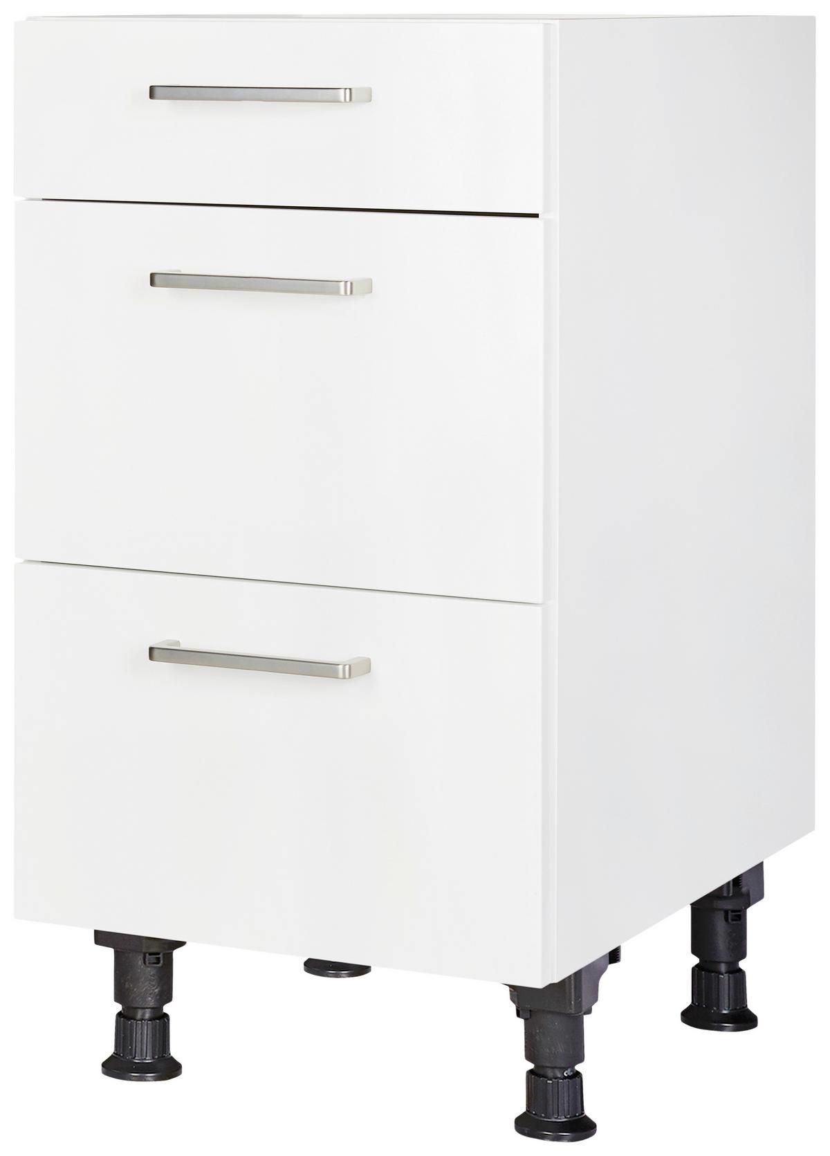 Schubkastenunterschrank Touch Weiß - Edelstahlfarben/Weiß, MODERN, Holzwerkstoff/Metall (45/87/56cm) - Nobilia