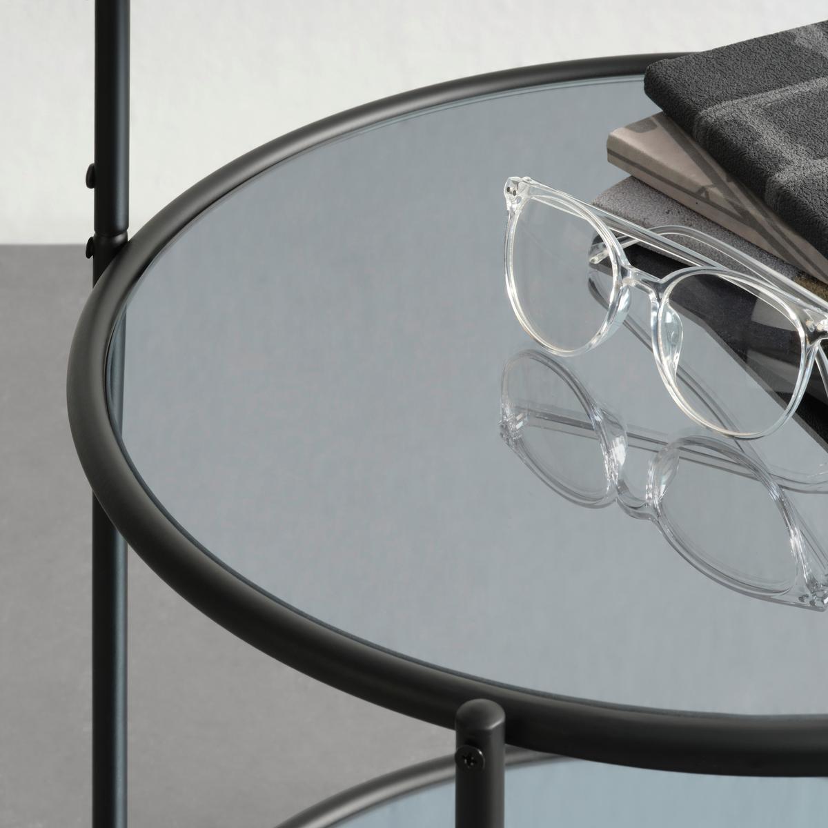 Masă auxiliară NOBILE - negru, Modern, sticlă/metal (42/42/80cm) - Premium Living