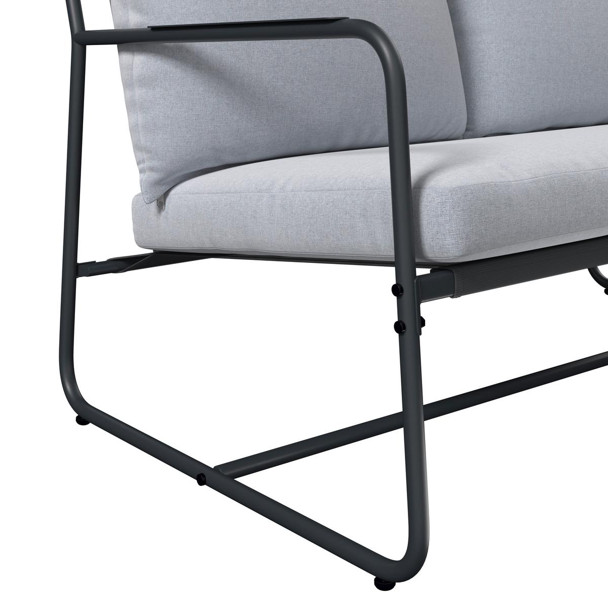 Gartenset Koni Hellgrau/Dunkelgrau, 5-teilig - Dunkelgrau/Hellgrau, Basics, Textil/Metall