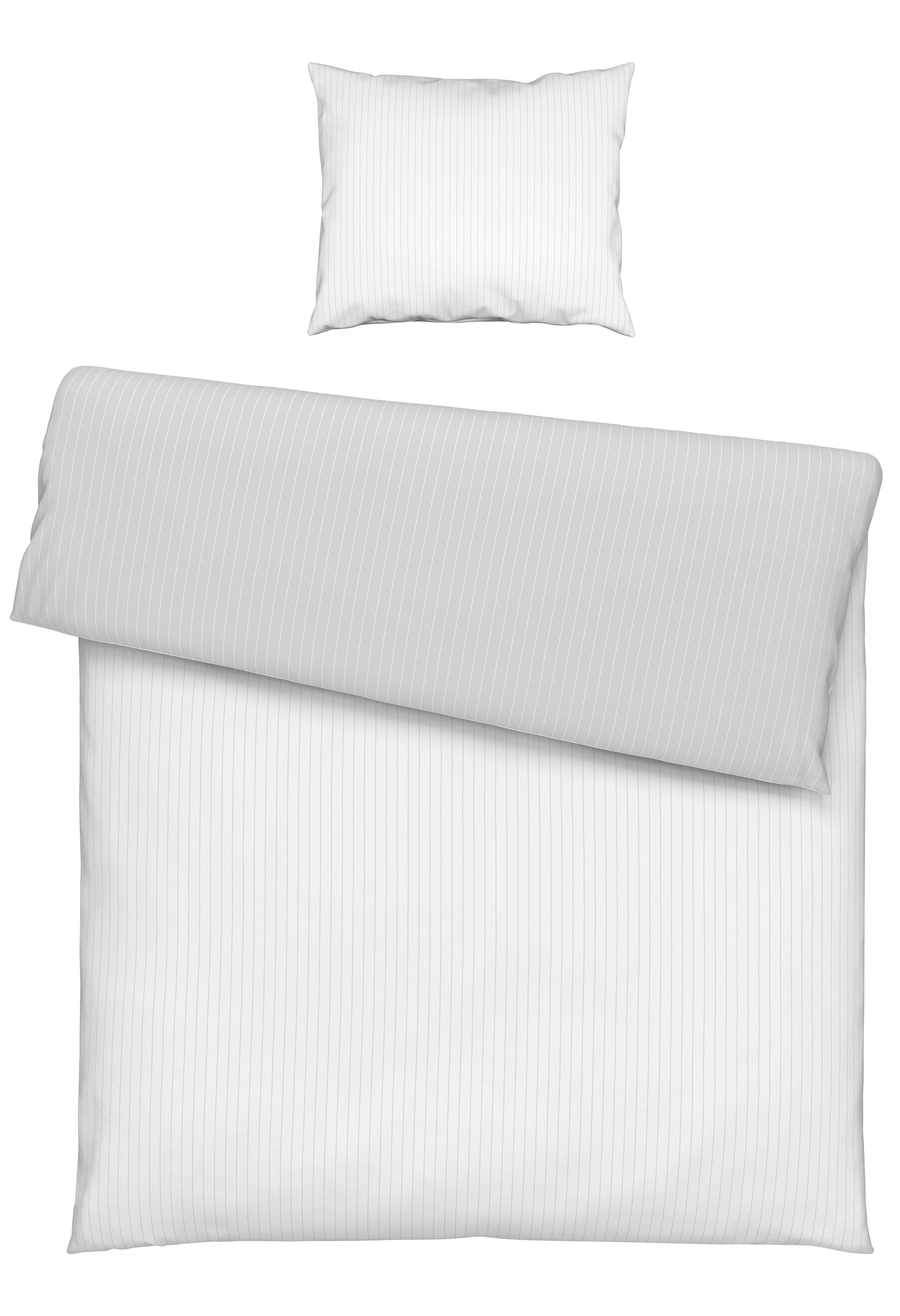 BETTWÄSCHESET TWILL STREIF - Weiss/Hellgrau, Modern, Textil (160/210cm) - Mömax