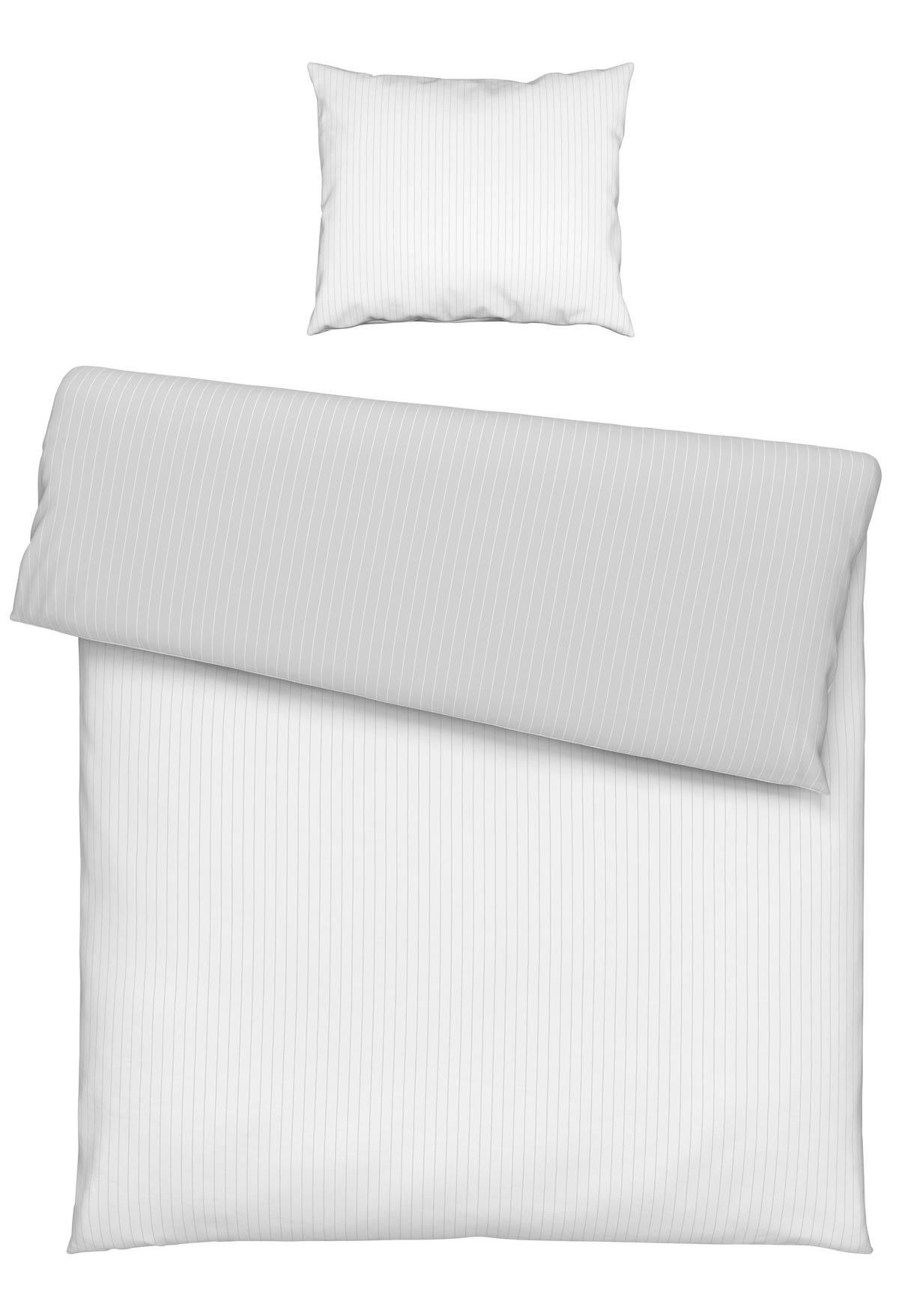 BETTWÄSCHESET TWILL STREIF - Weiss/Hellgrau, Modern, Textil (160/210cm) - Mömax