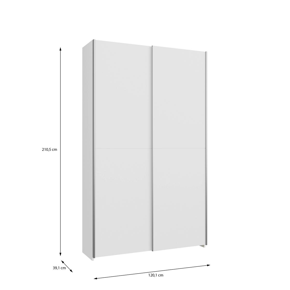 Ormar S Kliznim Vratima Home Nook - bijela/srebrne boje, Basics, drvni materijal/metal (120,1/210/39,1cm) - Modern Living