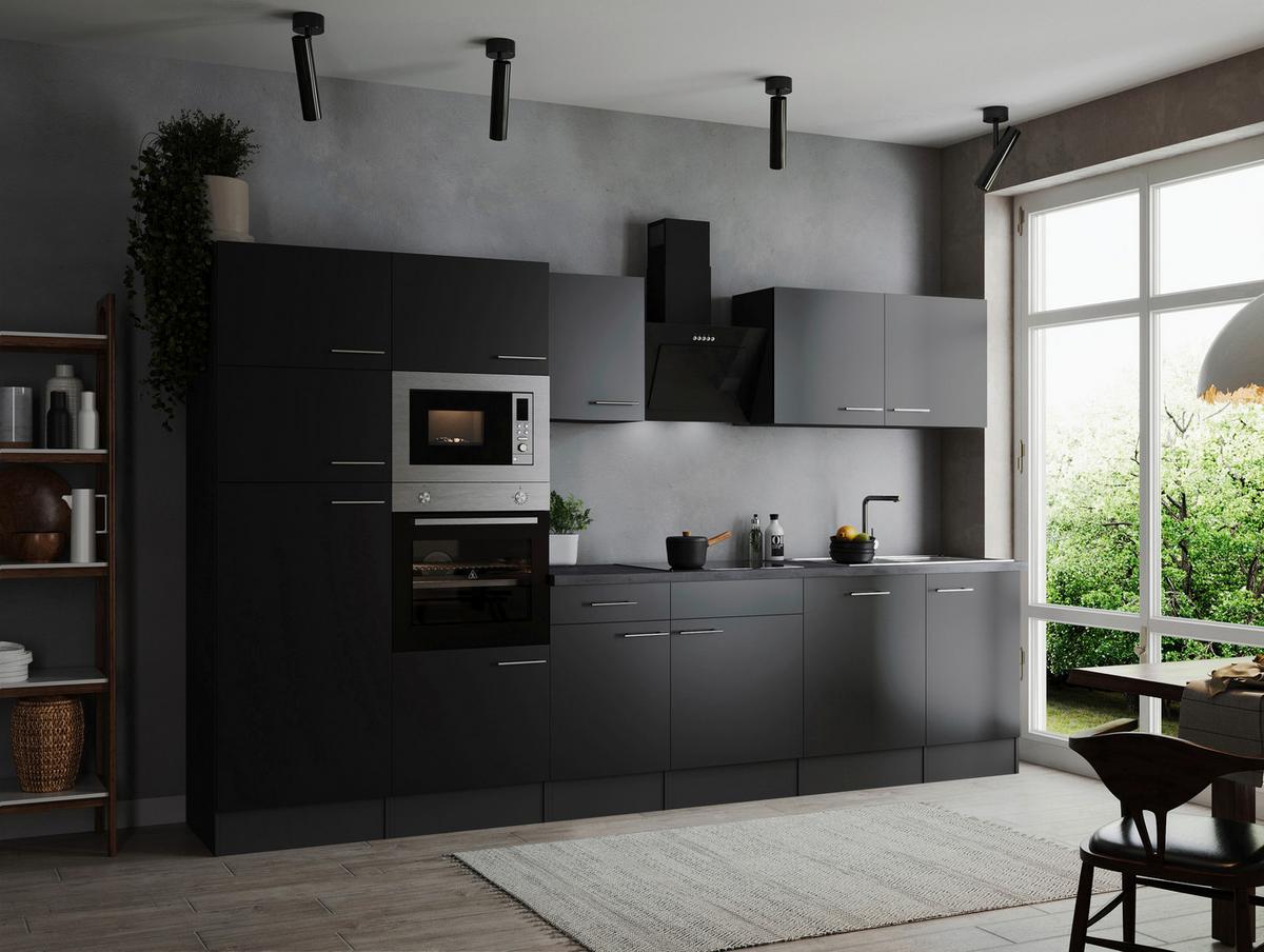 Kuhinjski Blok Z Aparati Oliver, 340cm - srebrne barve/črna, Design, kovina/leseni material (340cm) - Respekta