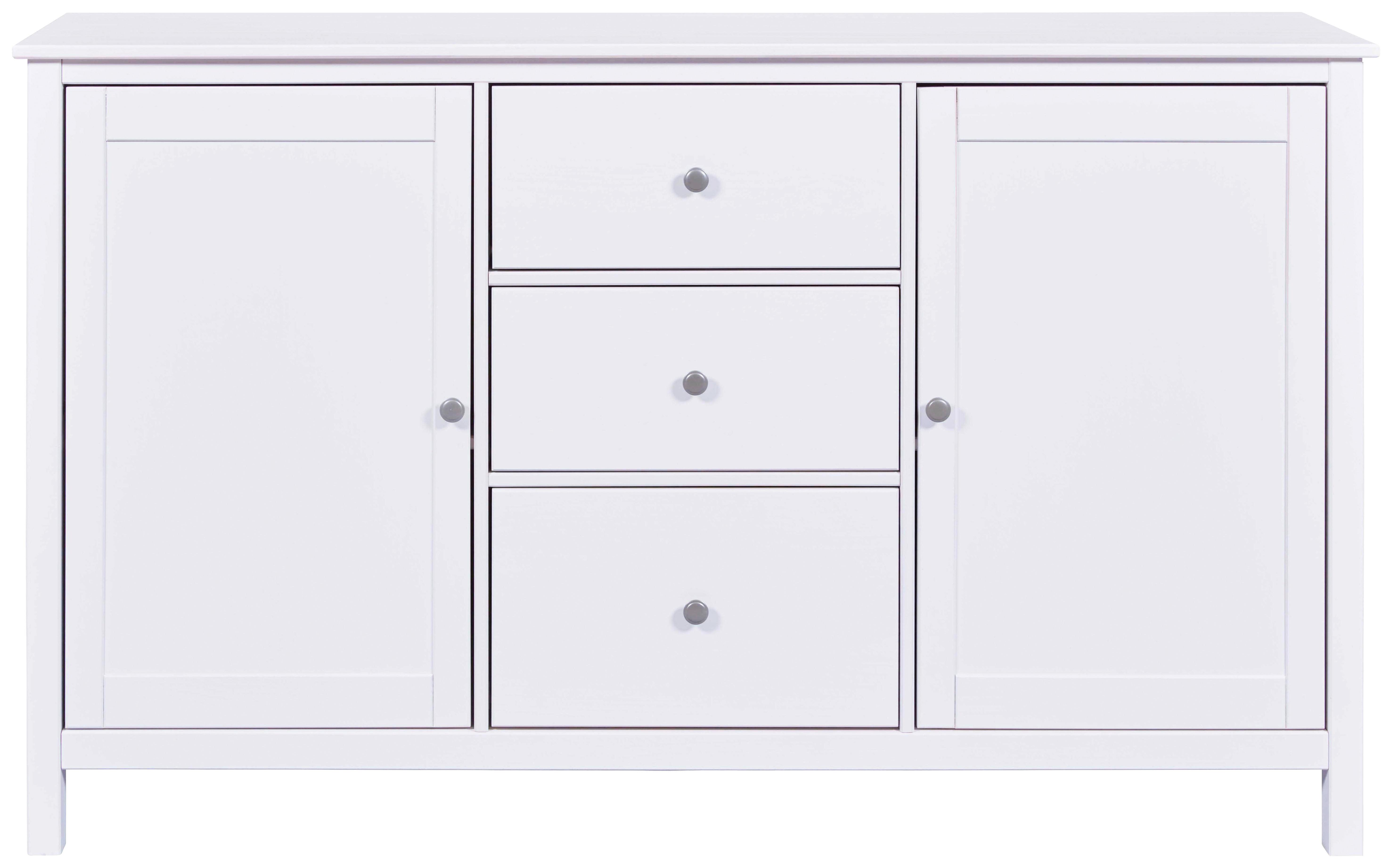 Sideboard Chilly Home ca. 160x96x40 cm Weiß - Silberfarben/Weiß, Design, Holz/Metall (160/96/39,5cm) - Livetastic