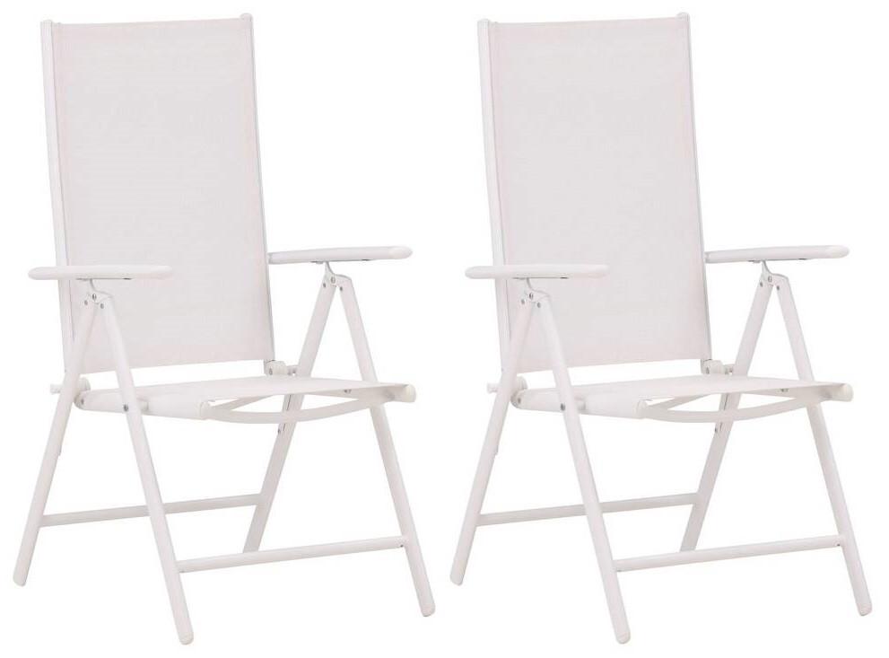 Gartenstuhl-Set Break ca. 55x108 cm Weiß 2er-Set - Weiß, KONVENTIONELL, Textil/Metall (55/107,5/62cm) - Gardenson