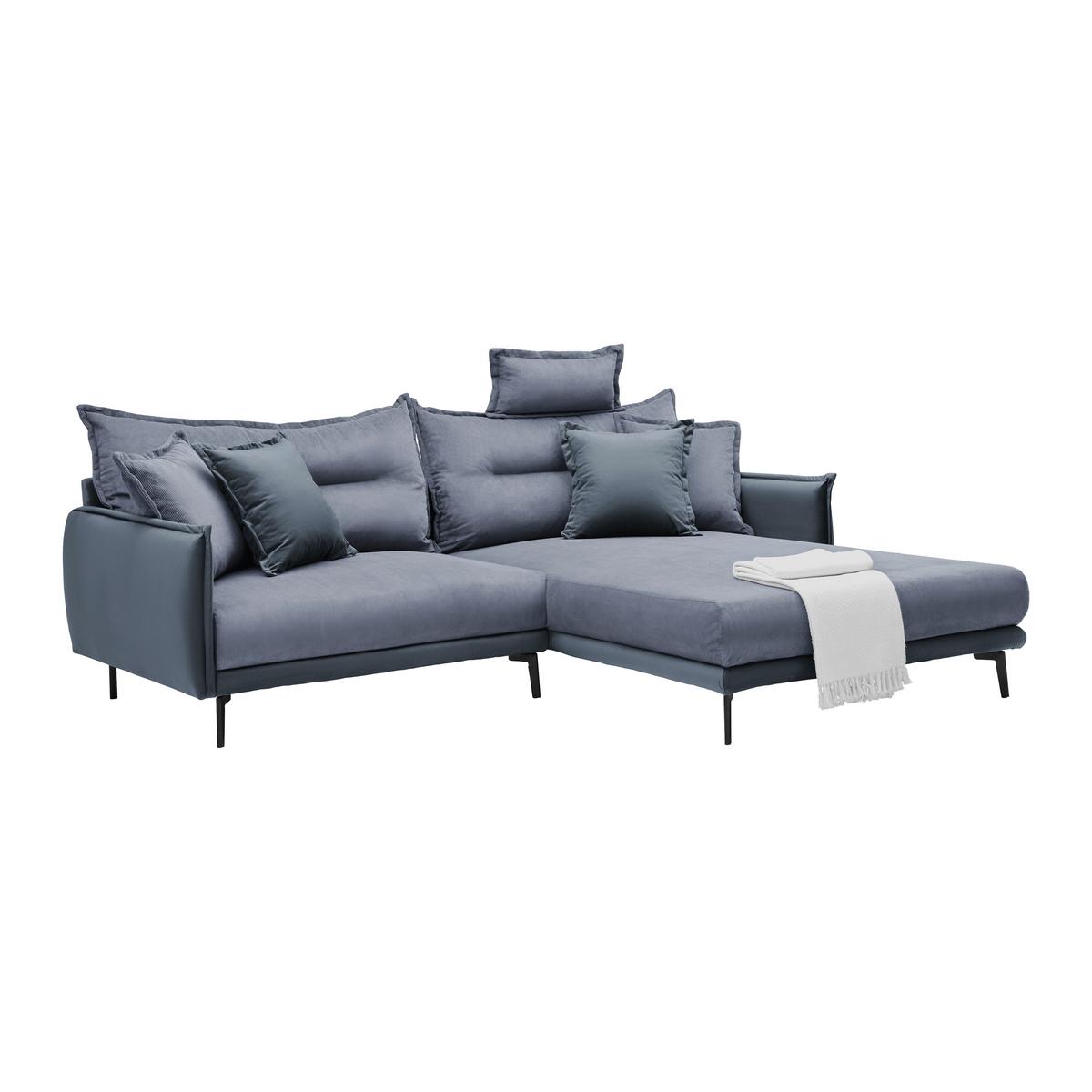 Ecksofa Nuovo Blaugrau - Blaugrau/Schwarz, MODERN, Textil/Metall (245/72-113/190cm) - Mömax