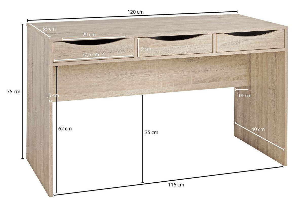 Pisalna Miza Samo - hrast sonoma, Moderno, leseni material (120/55/75cm) - MID.YOU