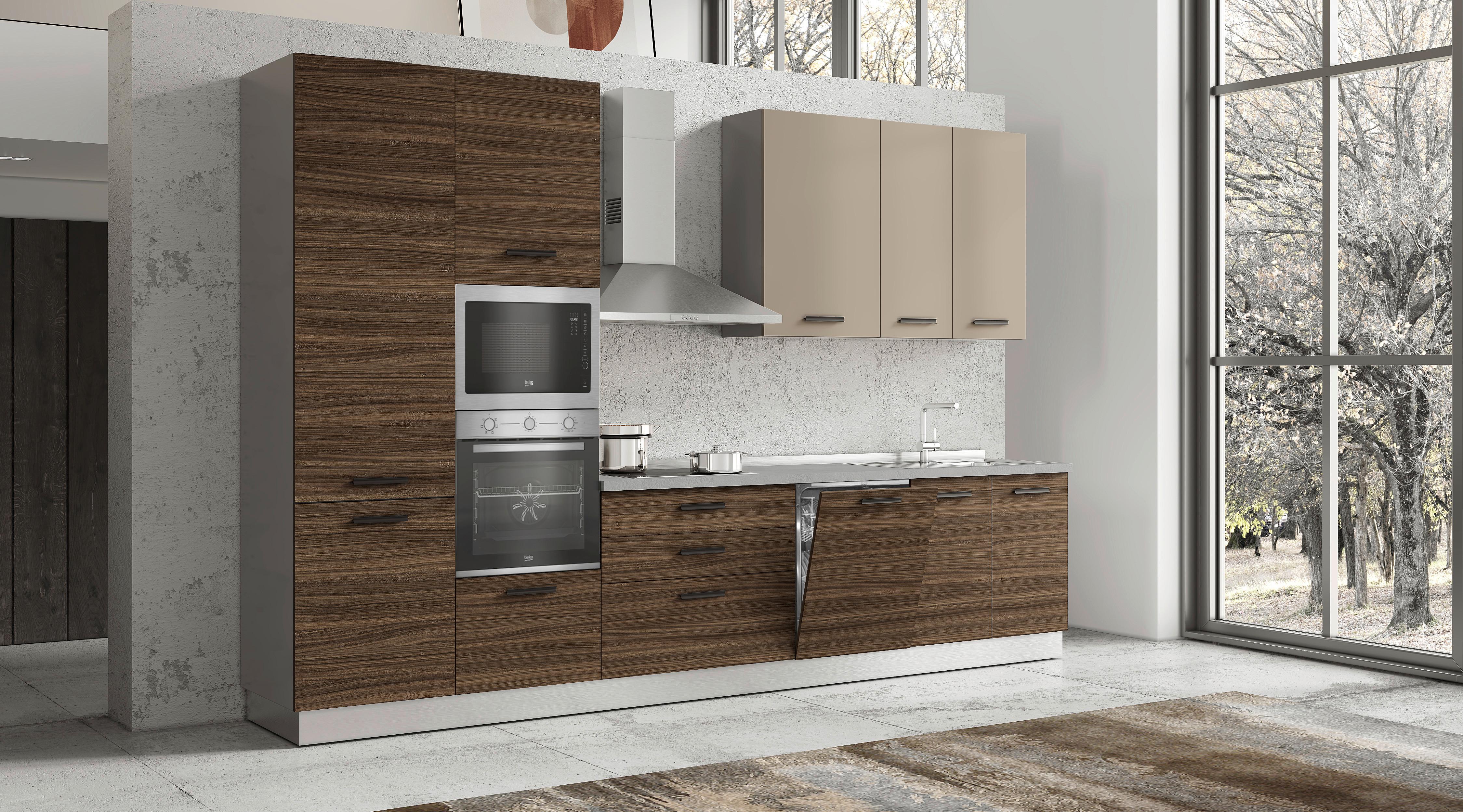 Blok Kuhinja Sa Uređajima Noce Tonale - boja oraha/boja orahovog drveta, Moderno, metal/pločasti materijal (360/240/60cm) - Mömax
