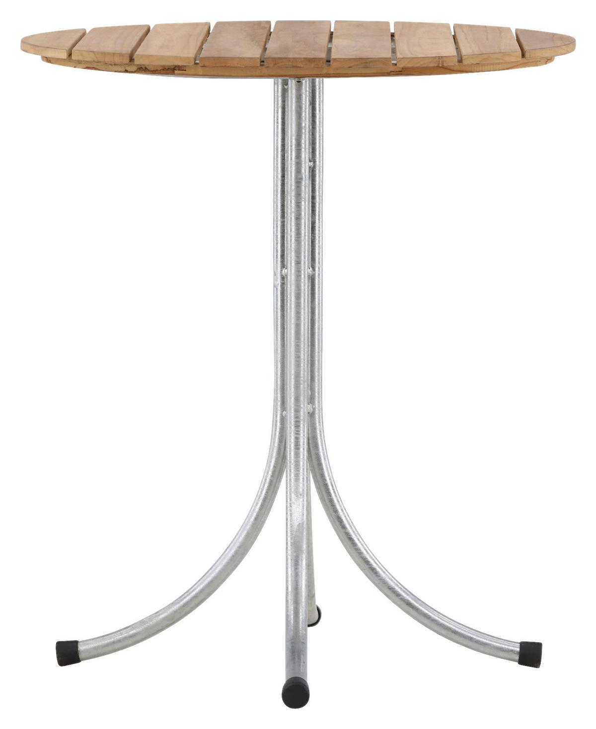 Gartentisch Holmsund ca. 65x65x75cm Teakholz/Silber - Silberfarben/Teakfarben, KONVENTIONELL, Holz/Metall (65/65/75cm) - Gardenson