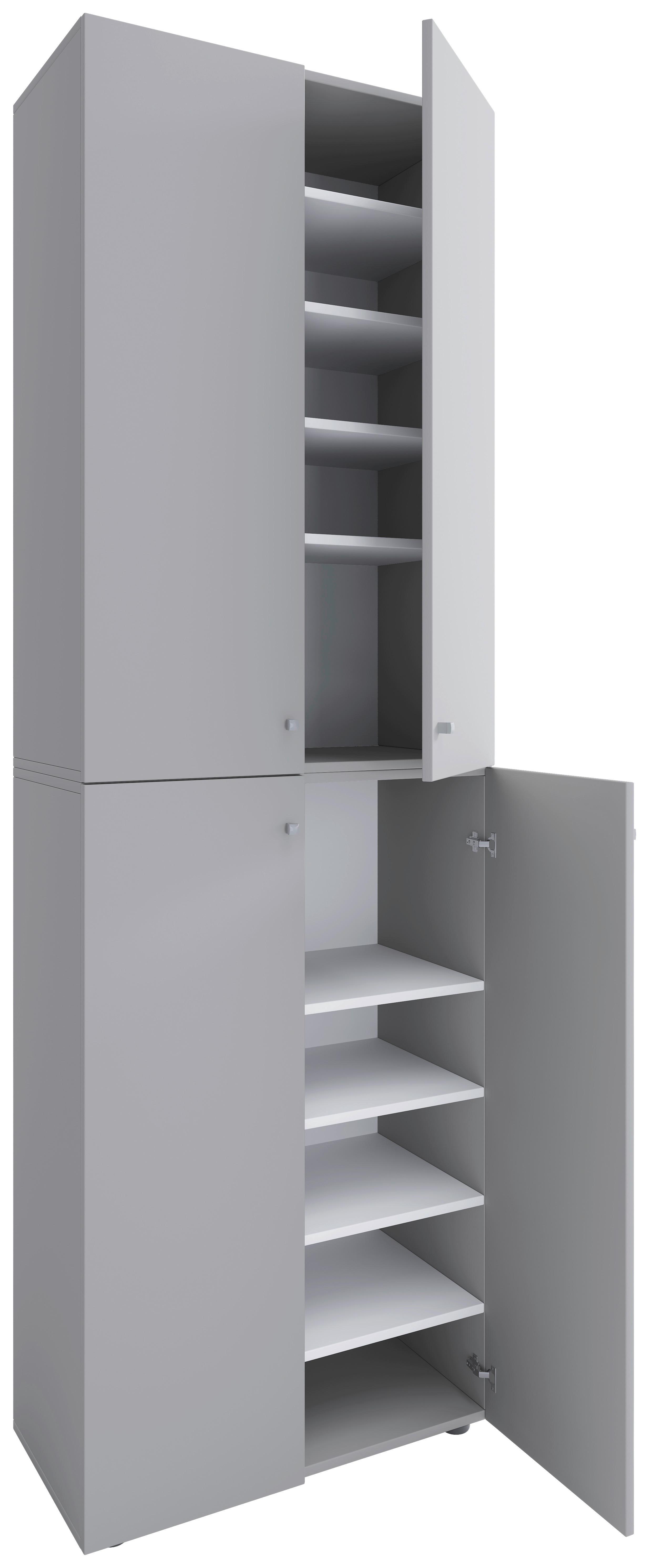 Schuhschrank Lona 2xl 10 Dt - Silberfarben/Schwarz, Design, Holzwerkstoff/Kunststoff (70/220/40cm) - MID.YOU