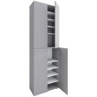 Schuhschrank LONA Grau ca. 70x220x40 cm - Silberfarben/Schwarz, Design, Holzwerkstoff/Kunststoff (70/220/40cm) - MID.YOU