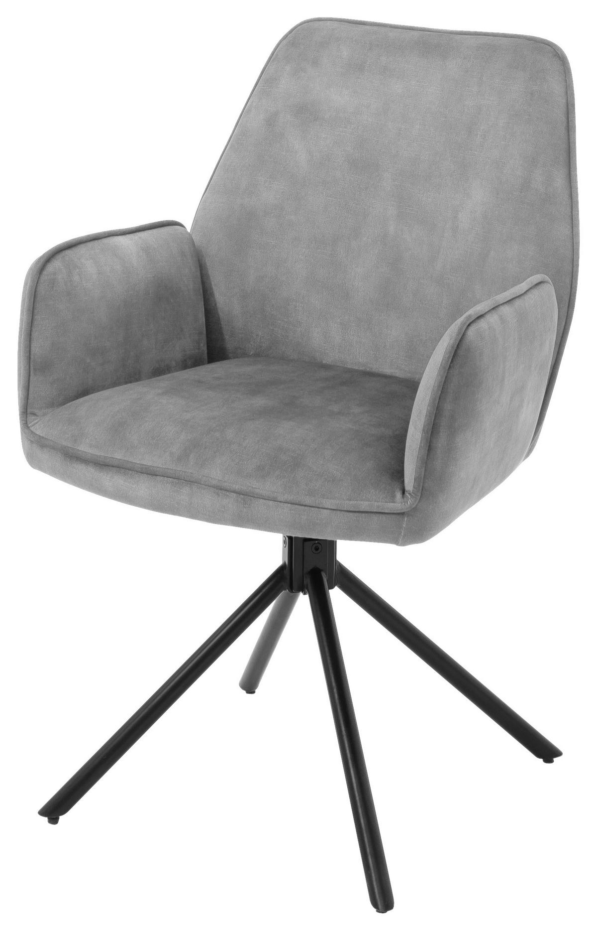 Armlehnstuhl Ottawa Grau/Schwarz - Schwarz/Grau, Modern, Textil/Metall (60/89/64cm) - Premium Living