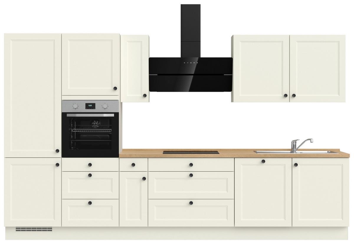 Küchenblock Cascada High m. Geräten Weiß - Eichefarben/Schwarz, MODERN, Holzwerkstoff/Metall (360cm) - Nobilia