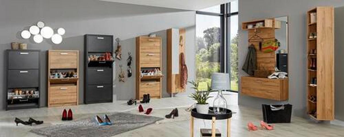 Schuhkipper Schwarz - Schwarz, Holzwerkstoff/Kunststoff (64/164/24cm) - Mömax