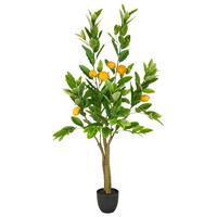 Kunstpflanze Zitronenbaum I Grün/Gelb - Gelb/Schwarz, Trend, Kunststoff (120cm)