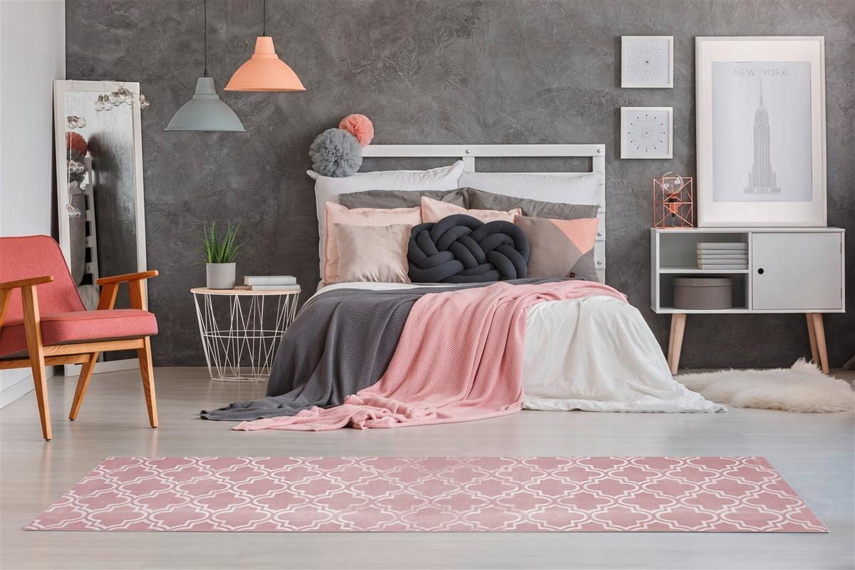 Läufer Monroe 100 Rosa - Rosa, Konventionell, Textil (80/150cm) - Kayoom