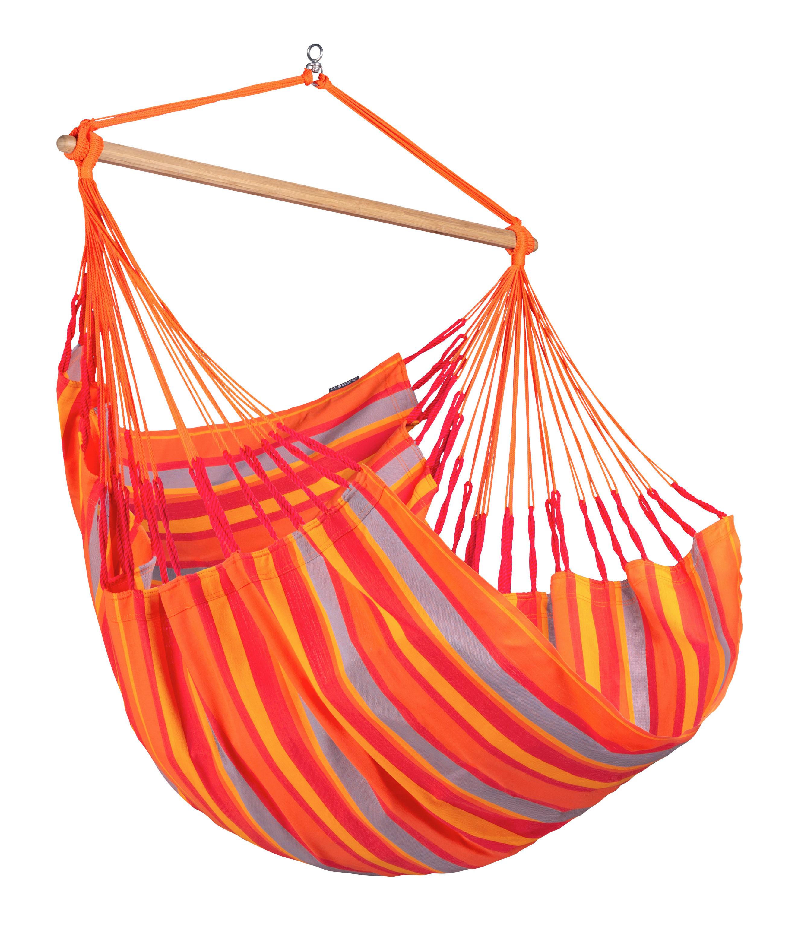 Hängesessel Comfort Hammock Echtholz Gelb/Orange/Rot/Grau - Gelb/Rot, LIFESTYLE, Holz/Textil (110/160/180cm) - La Siesta