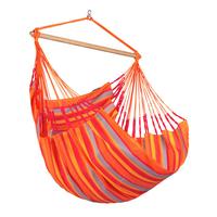 Hängesessel Comfort Hammock Echtholz Gelb/Orange/Rot/Grau - Gelb/Rot, LIFESTYLE, Holz/Textil (110/160/180cm) - La Siesta