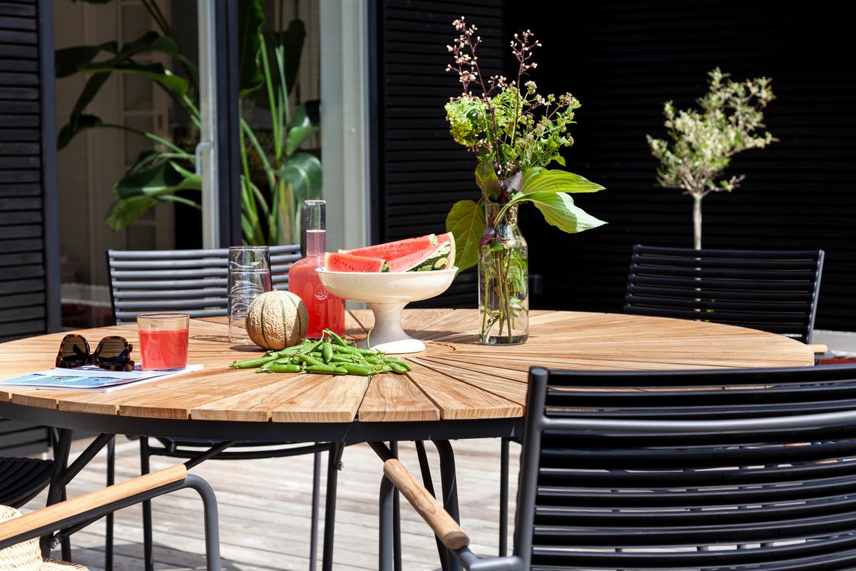 Stapelstuhl Mood Classic Anthrazit/Teakholz - Anthrazit/Schwarz, KONVENTIONELL, Holz/Kunststoff (60/84/56cm) - Gardenson